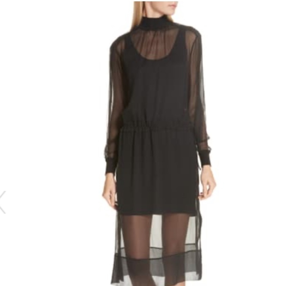 rag & bone Black Sheer Midi Dress
